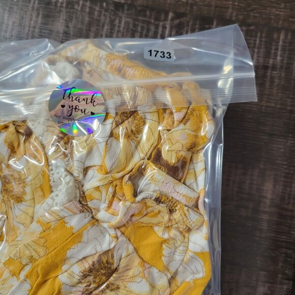 Maurices Womens 2X Yellow Floral Peasant‎ Top Lace Sleeve Boho Cottagecore Vibe - Picture 10 of 10